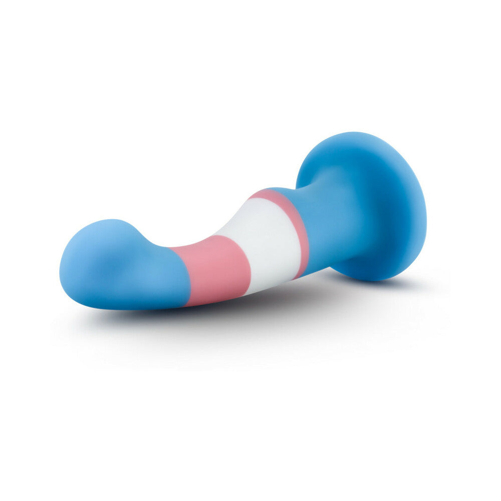 Avant Pride P2 True Blue Silicone Suction Cup Dildo showcasing its design as a non-realistic non-phallic dildo. Available at SugarX in Sex Toys in the Dildo collection.