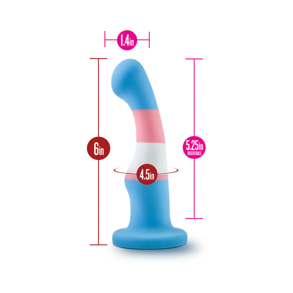 Avant Pride P2 True Blue Silicone Suction Cup Dildo showcasing its design as a non-realistic non-phallic dildo. Available at SugarX in Sex Toys in the Dildo collection.