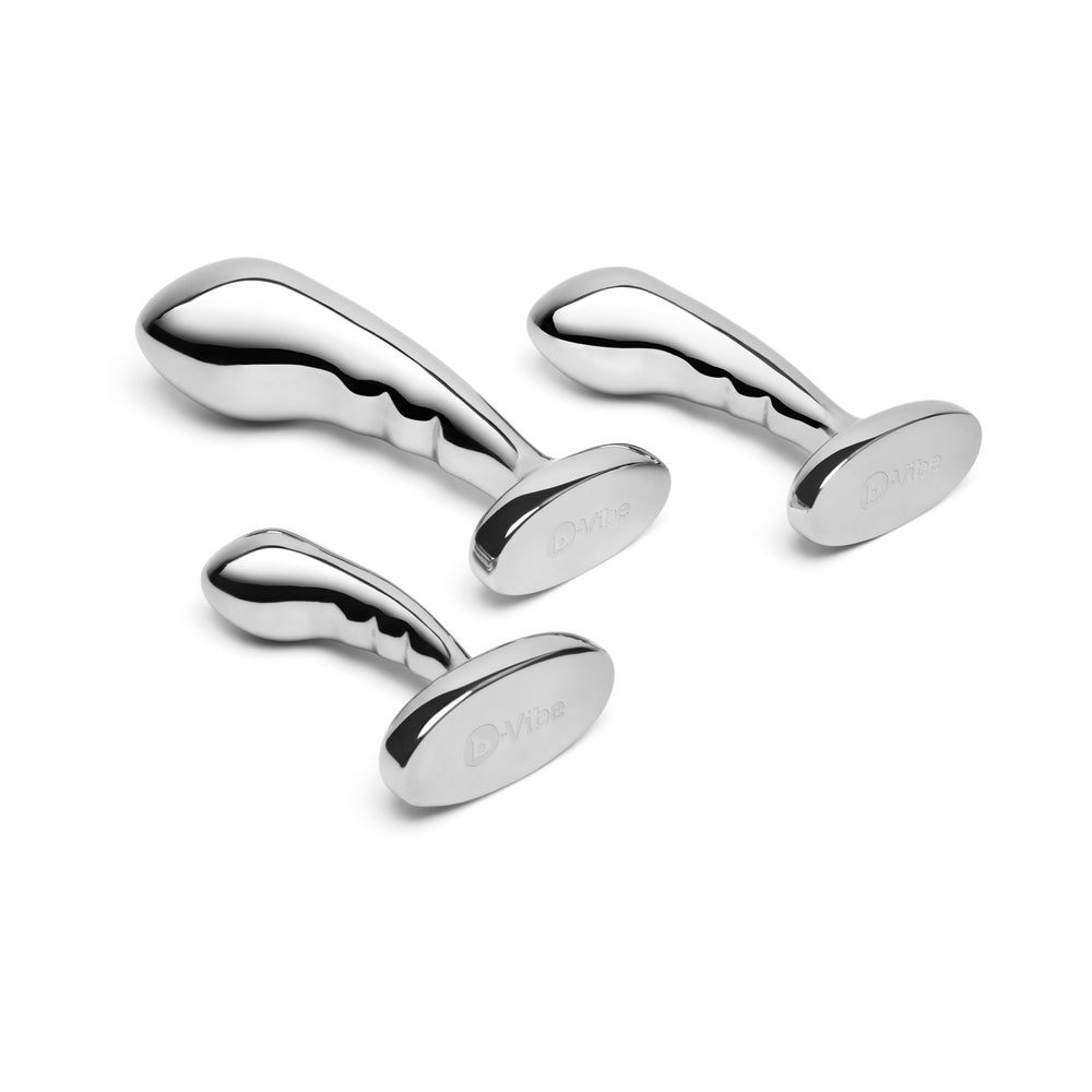 B-Vibe Stainless Steel P-Spot Training Set on white background. Available at SugarX in Sex Toys in the Butt Plug collection.