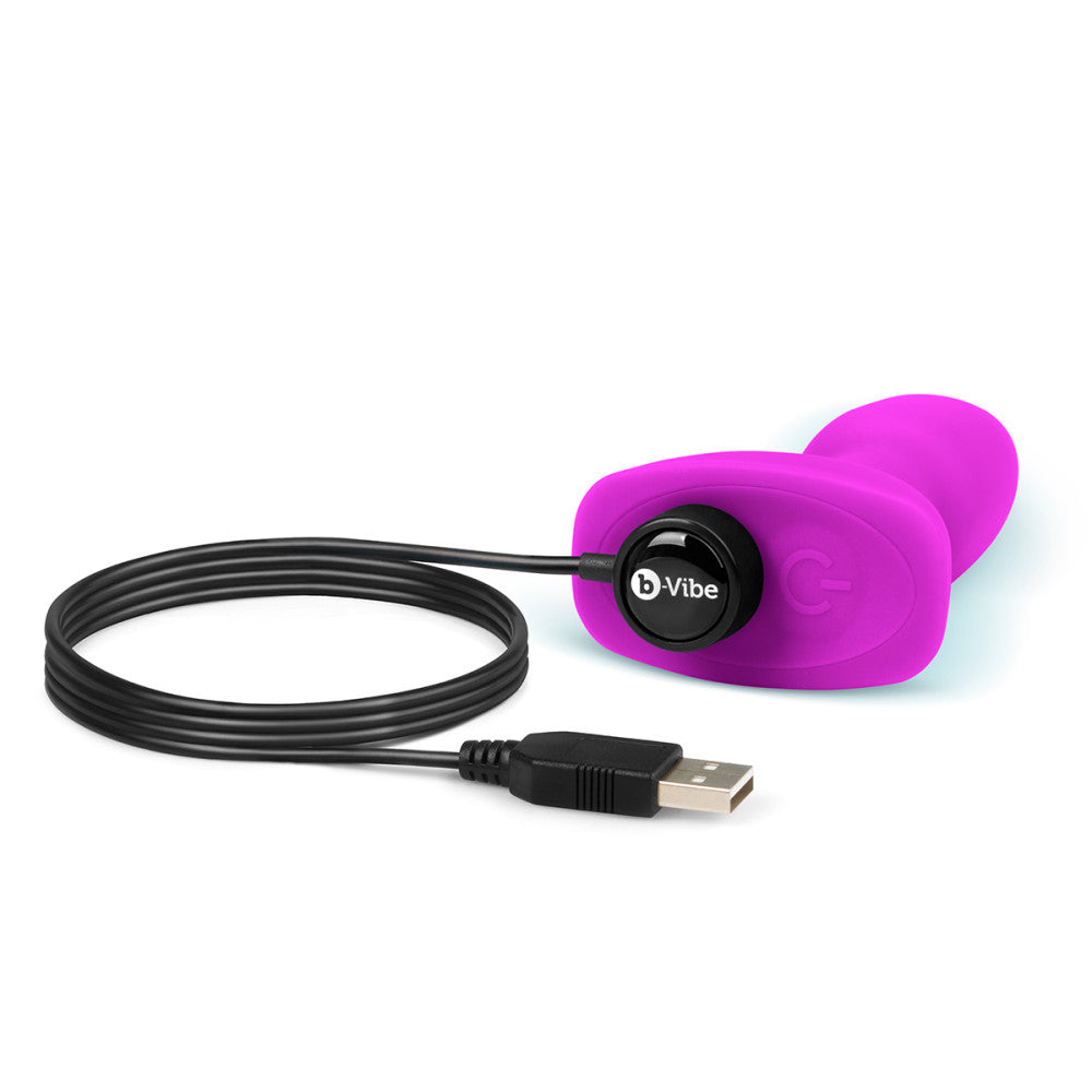 B-Vibe Rimming Petite Plug - Fuchsia on white background. Available at SugarX in Sex Toys in the Butt Plug collection.