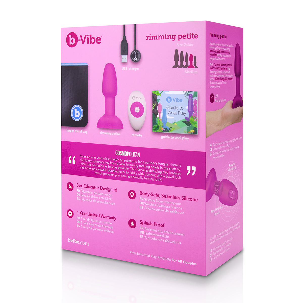 B-Vibe Rimming Petite Plug - Fuchsia on white background. Available at SugarX in Sex Toys in the Butt Plug collection.
