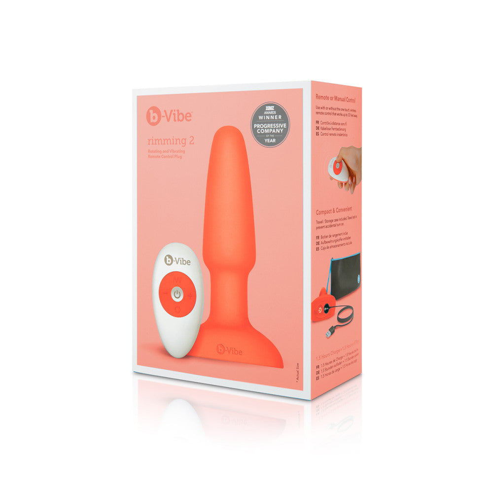 B-Vibe Rimming Plug 2 - Orange on white background. Available at SugarX in Sex Toys in the Butt Plug collection.
