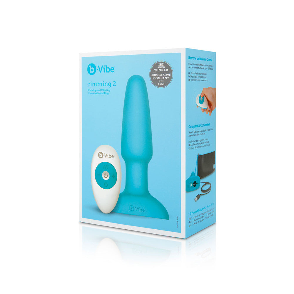 B-Vibe Rimming Plug 2 - Teal on white background. Available at SugarX in Sex Toys in the Butt Plug collection.