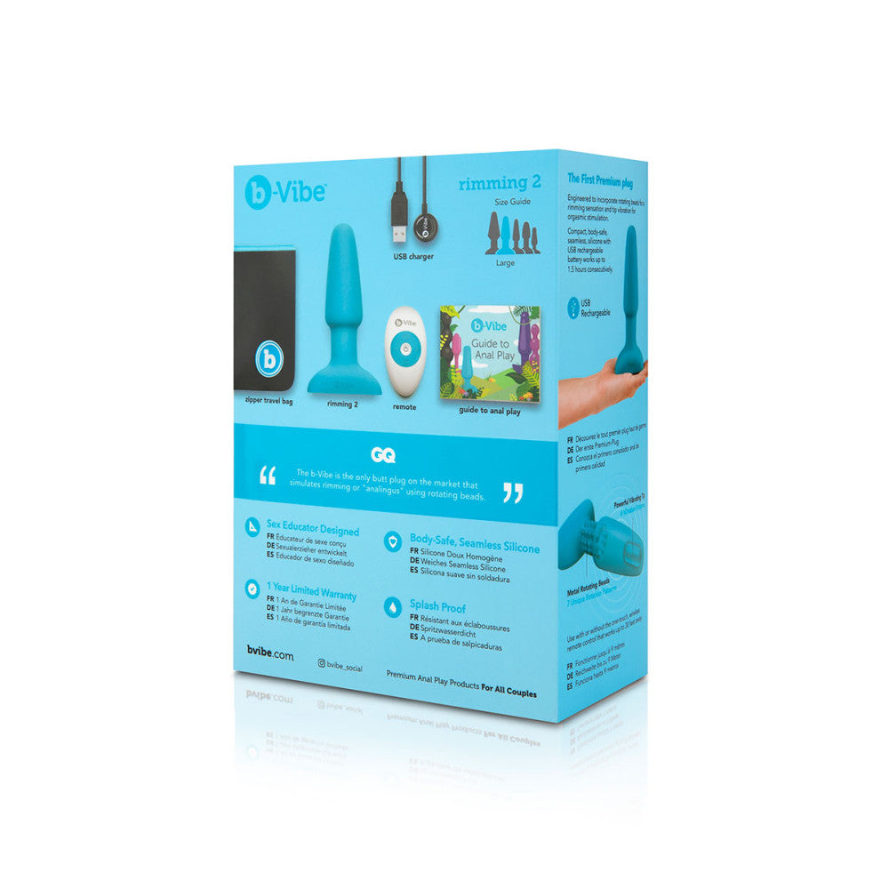 B-Vibe Rimming Plug 2 - Teal on white background. Available at SugarX in Sex Toys in the Butt Plug collection.