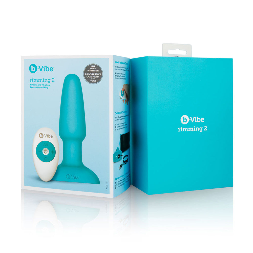 B-Vibe Rimming Plug 2 - Teal on white background. Available at SugarX in Sex Toys in the Butt Plug collection.