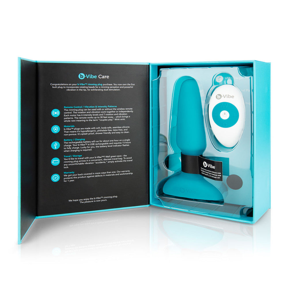 B-Vibe Rimming Plug 2 - Teal on white background. Available at SugarX in Sex Toys in the Butt Plug collection.