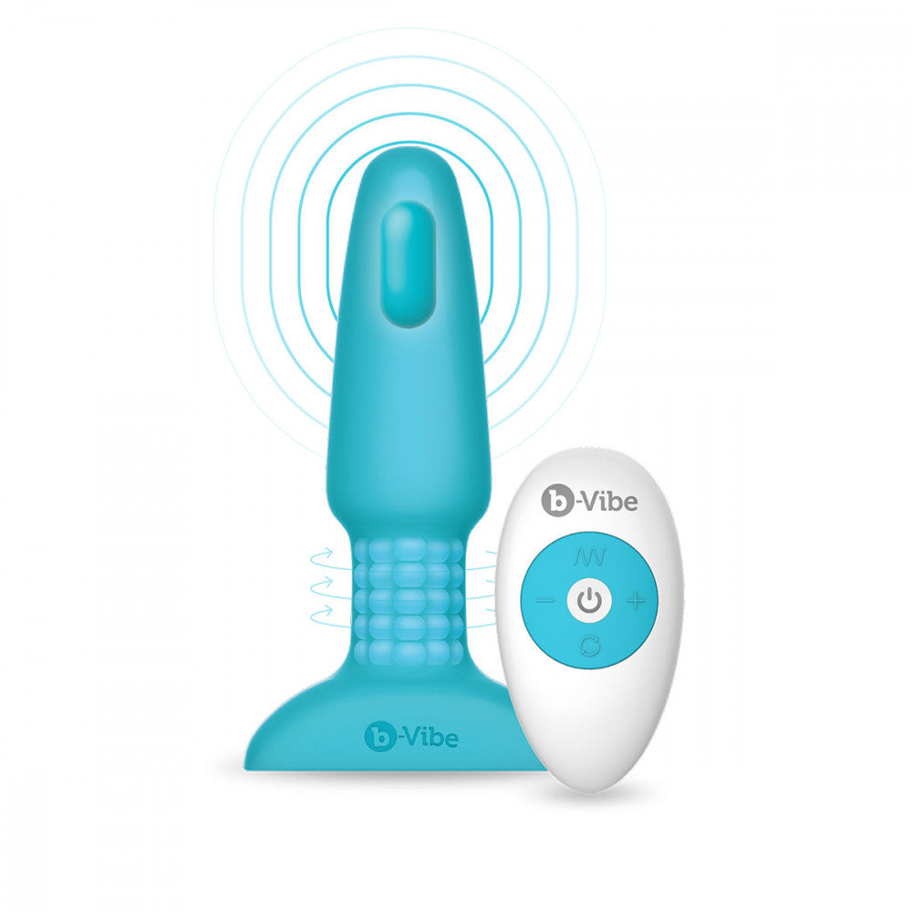 B-Vibe Rimming Plug 2 - Teal on white background. Available at SugarX in Sex Toys in the Butt Plug collection.