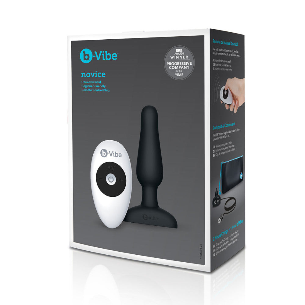 B-Vibe Novice Plug - Black on white background. Available at SugarX in Sex Toys in the Butt Plug collection.