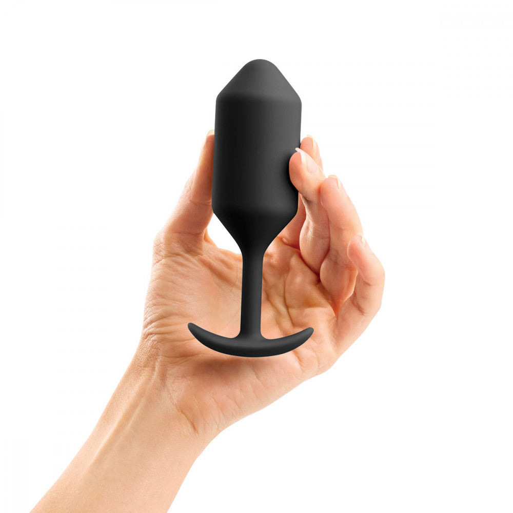 B-Vibe Snug Plug 3 - Black on white background. Available at SugarX in Sex Toys in the Butt Plug collection.