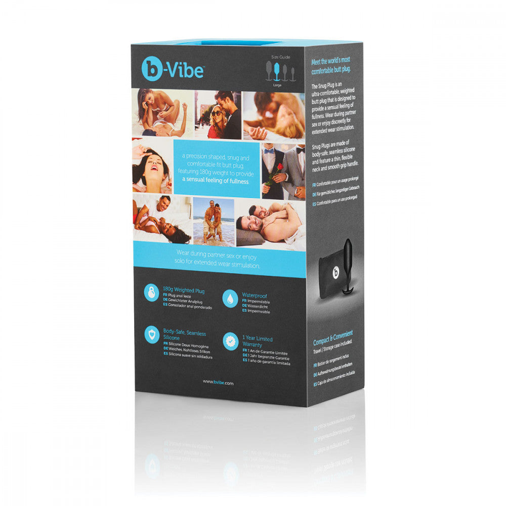 B-Vibe Snug Plug 3 - Black on white background. Available at SugarX in Sex Toys in the Butt Plug collection.