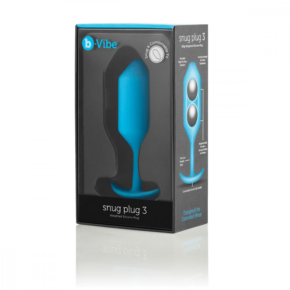 B-Vibe Snug Plug 3 - Teal on white background. Available at SugarX in Sex Toys in the Butt Plug collection.