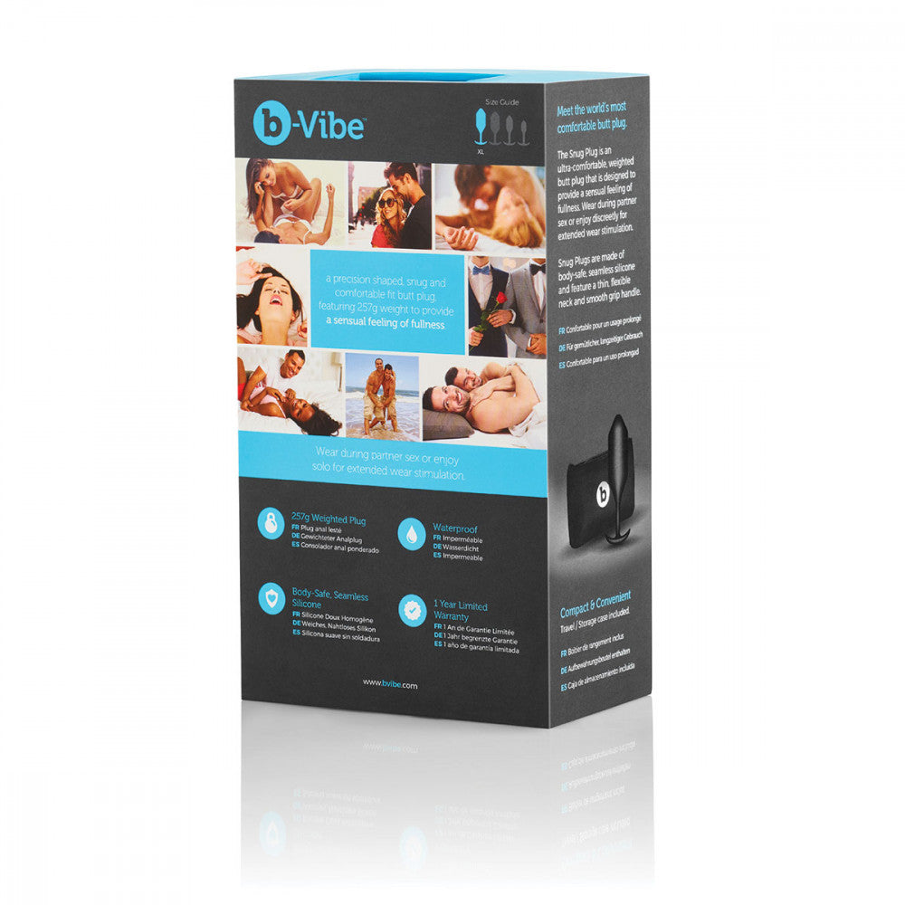 B-Vibe Snug Plug 4 - Black on white background. Available at SugarX in Sex Toys in the Butt Plug collection.