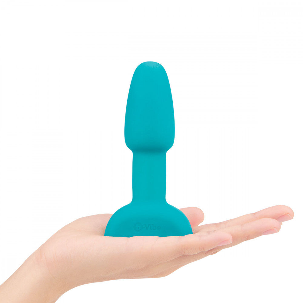 B-Vibe Rimming Petite Plug - Teal on white background. Available at SugarX in Sex Toys in the Butt Plug collection.