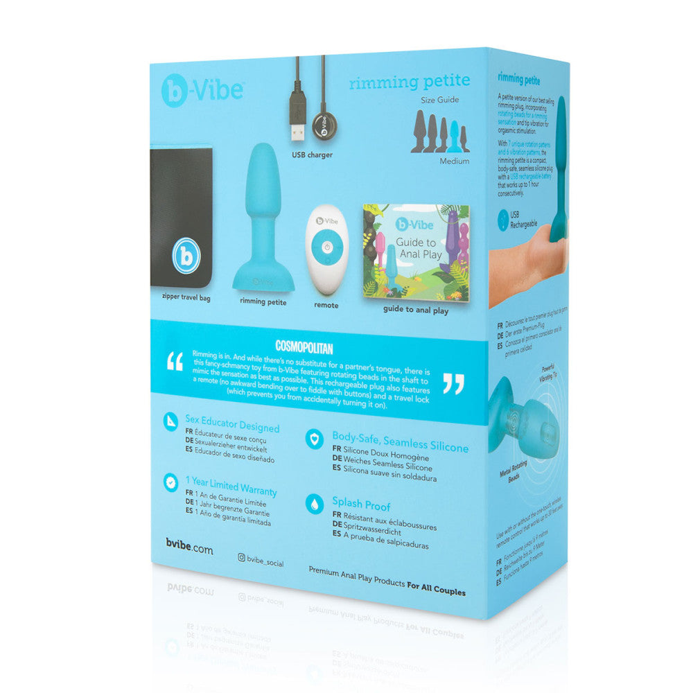 B-Vibe Rimming Petite Plug - Teal on white background. Available at SugarX in Sex Toys in the Butt Plug collection.