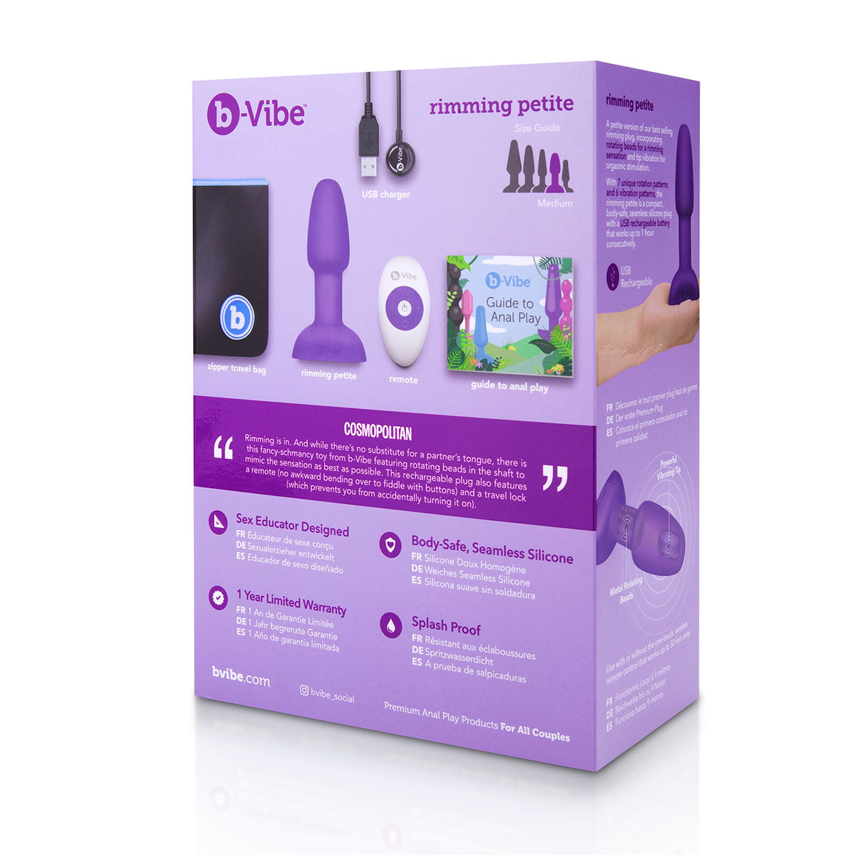 B-Vibe Rimming Petite Plug - Purple on white background. Available at SugarX in Sex Toys in the Butt Plug collection.