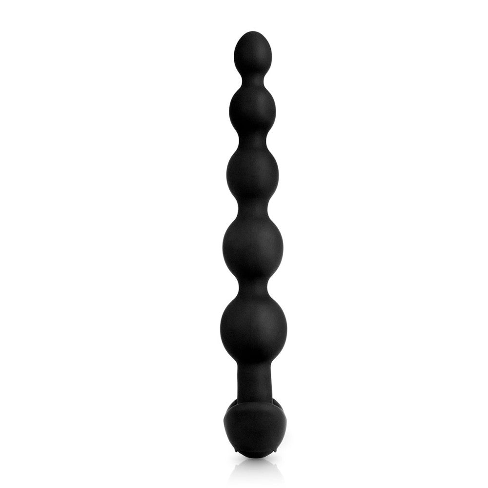 B-Vibe Cinco Beads - Black on white background. Available at SugarX in Sex Toys in the Butt Plug collection.