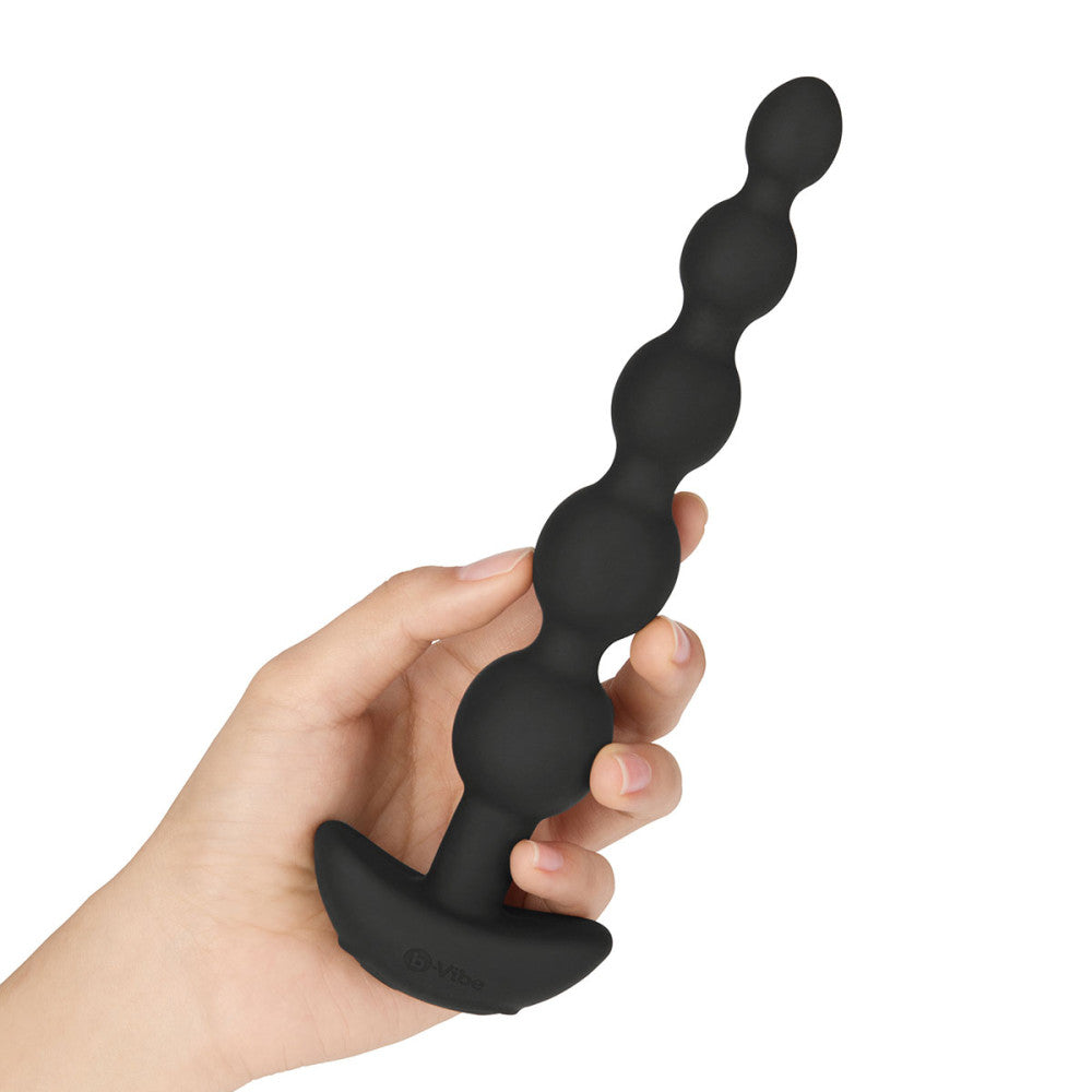 B-Vibe Cinco Beads - Black on white background. Available at SugarX in Sex Toys in the Butt Plug collection.