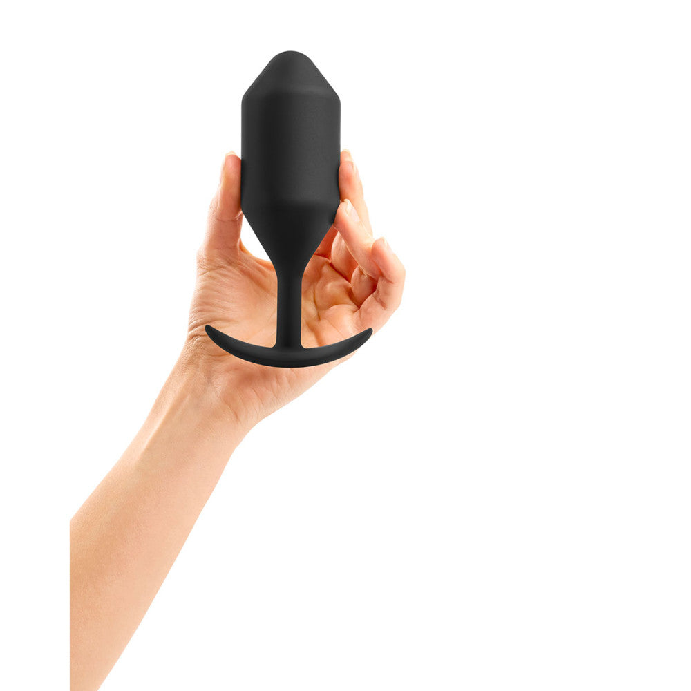 B-Vibe Snug Plug 5 - Black on white background. Available at SugarX in Sex Toys in the Butt Plug collection.
