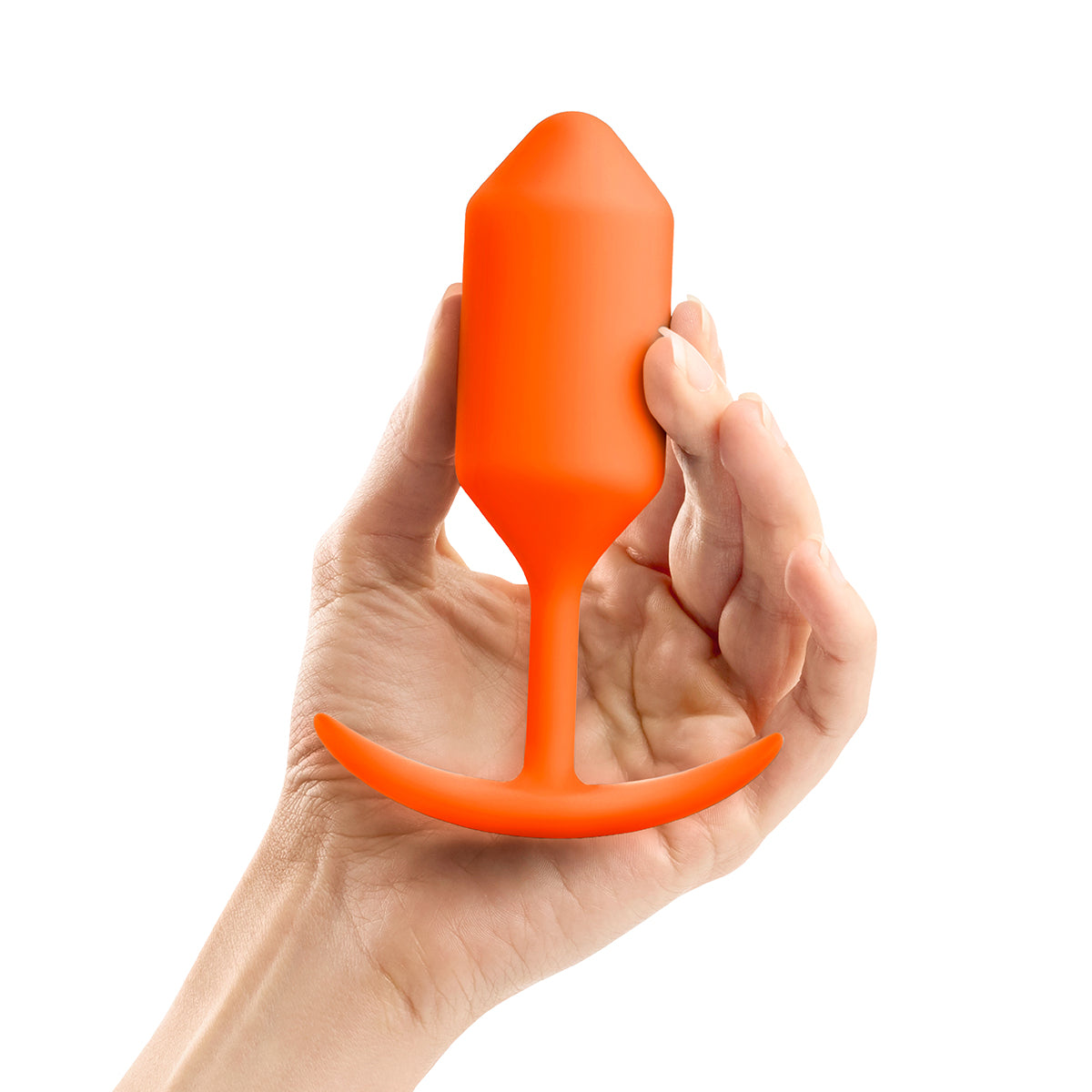 B-Vibe Snug Plug 3 - Orange on white background. Available at SugarX in Sex Toys in the Butt Plug collection.
