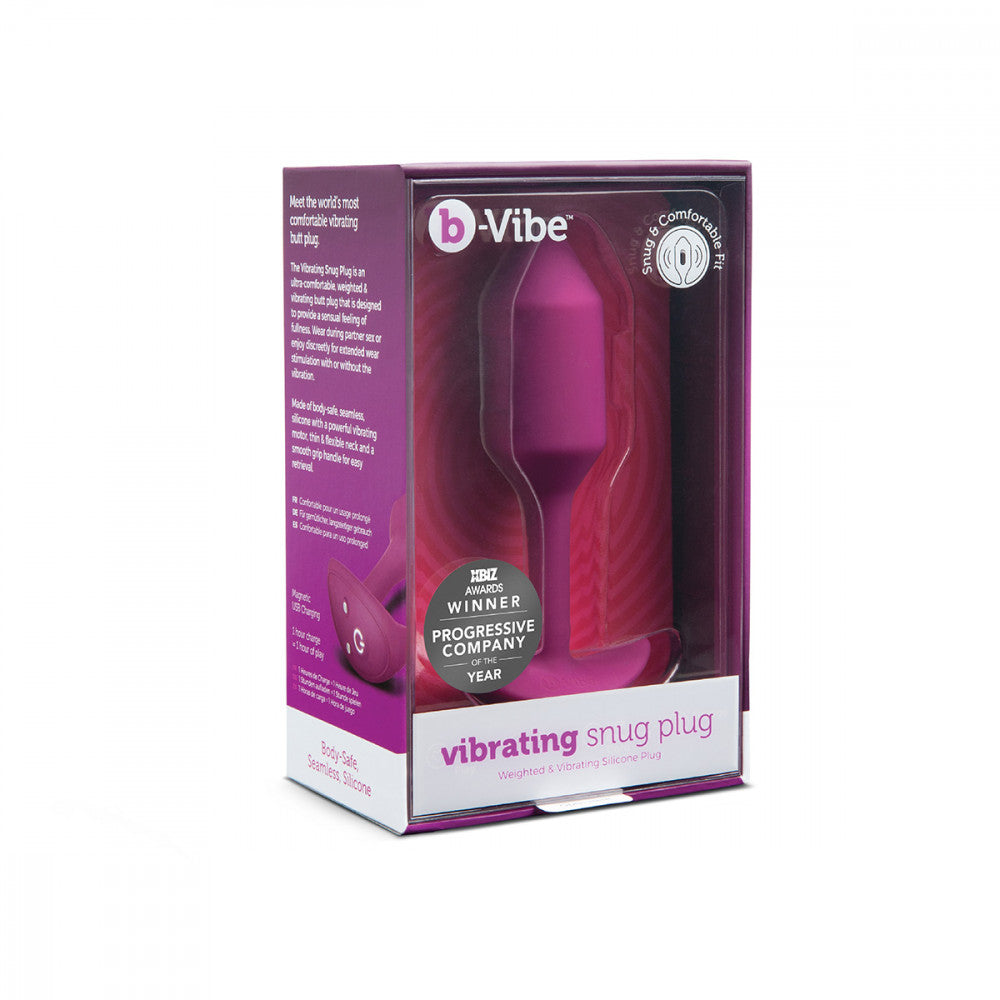 B-Vibe Vibrating Snug Plug 2 - Rose on white background. Available at SugarX in Sex Toys in the Butt Plug collection.