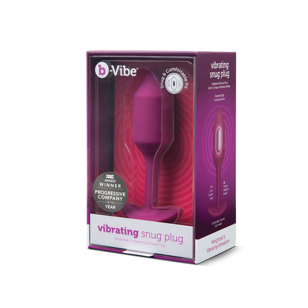 B-Vibe Vibrating Snug Plug 2 - Rose on white background. Available at SugarX in Sex Toys in the Butt Plug collection.