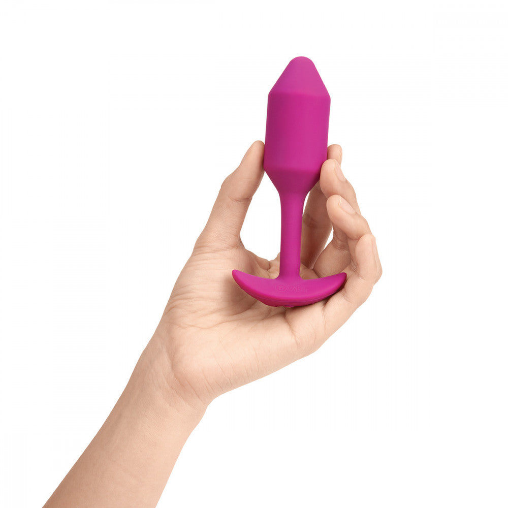 B-Vibe Vibrating Snug Plug 2 - Rose on white background. Available at SugarX in Sex Toys in the Butt Plug collection.