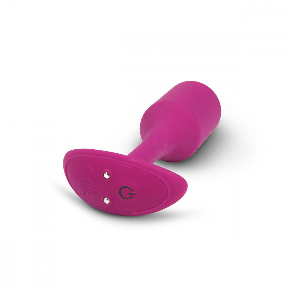 B-Vibe Vibrating Snug Plug 2 - Rose on white background. Available at SugarX in Sex Toys in the Butt Plug collection.