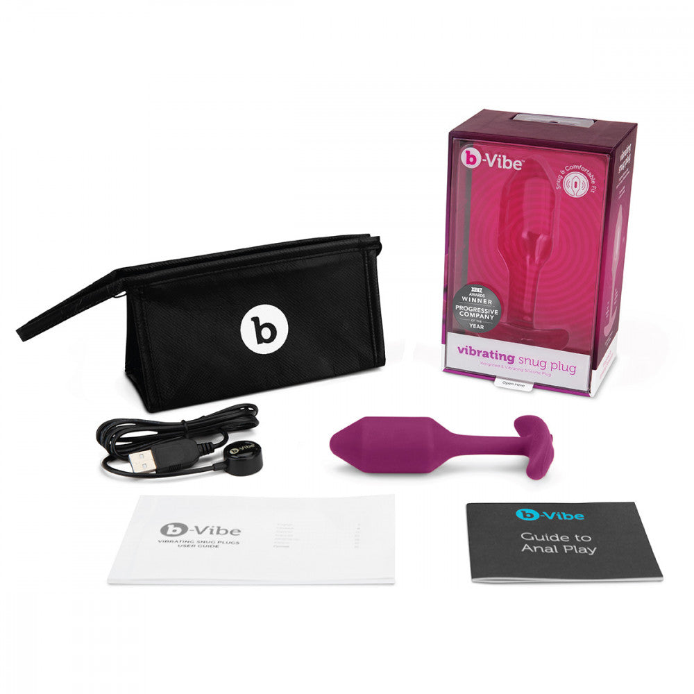 B-Vibe Vibrating Snug Plug 2 - Rose on white background. Available at SugarX in Sex Toys in the Butt Plug collection.