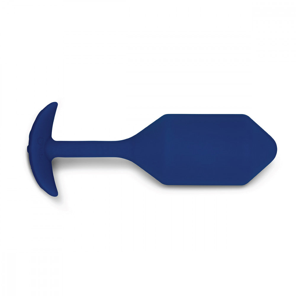 B-Vibe Vibrating Snug Plug 4 - Navy on white background. Available at SugarX in Sex Toys in the Butt Plug collection.