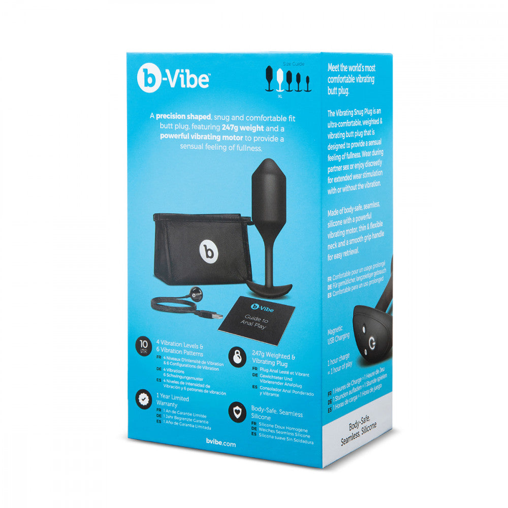 B-Vibe Vibrating Snug Plug 4 - Black on white background. Available at SugarX in Sex Toys in the Butt Plug collection.