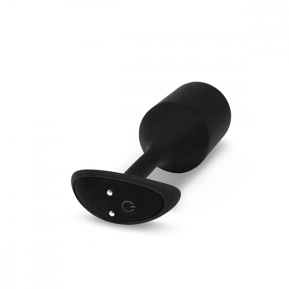 B-Vibe Vibrating Snug Plug 4 - Black on white background. Available at SugarX in Sex Toys in the Butt Plug collection.