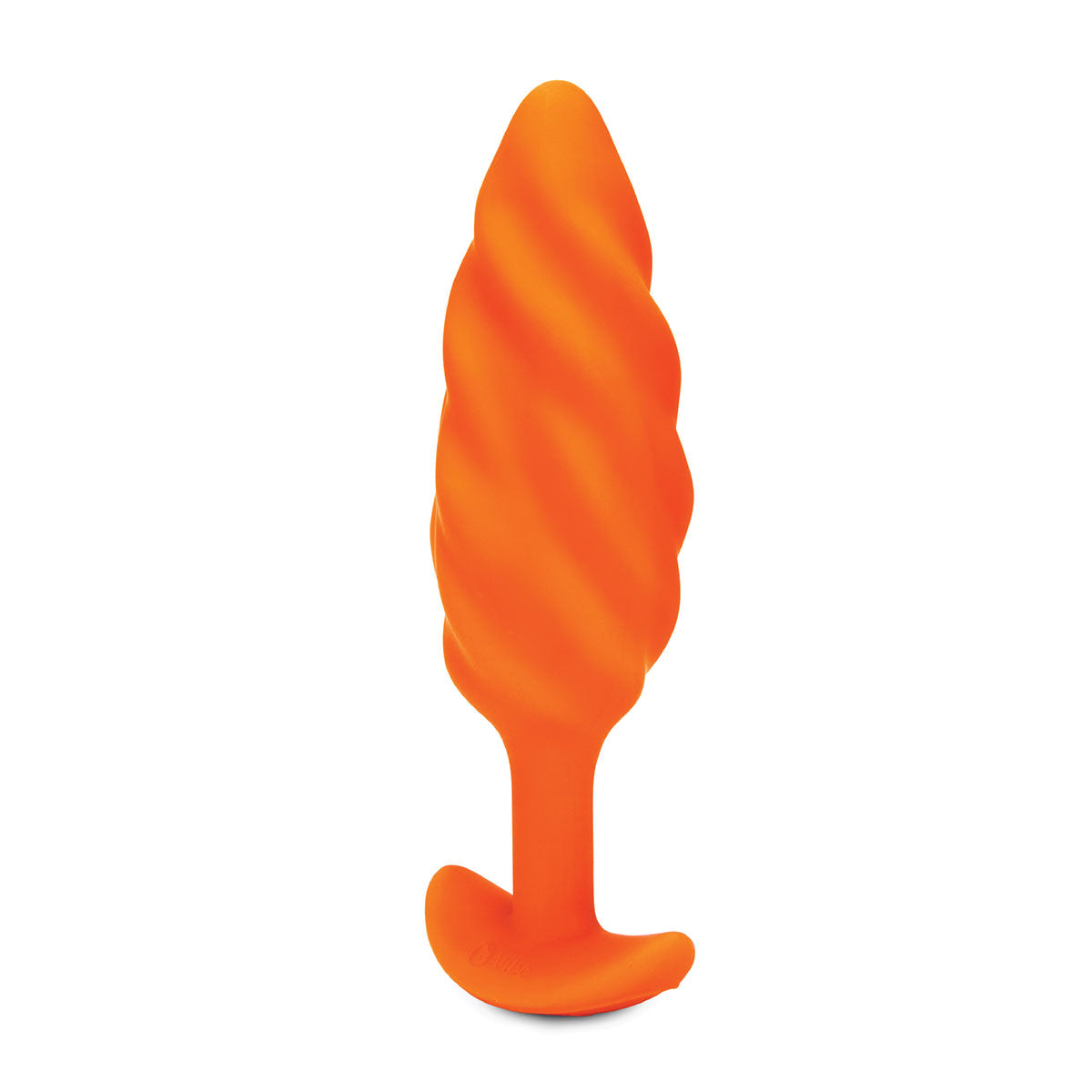 B-Vibe Swirl Texture Plug Orange - Medium on white background. Available at SugarX in Sex Toys in the Butt Plug collection.