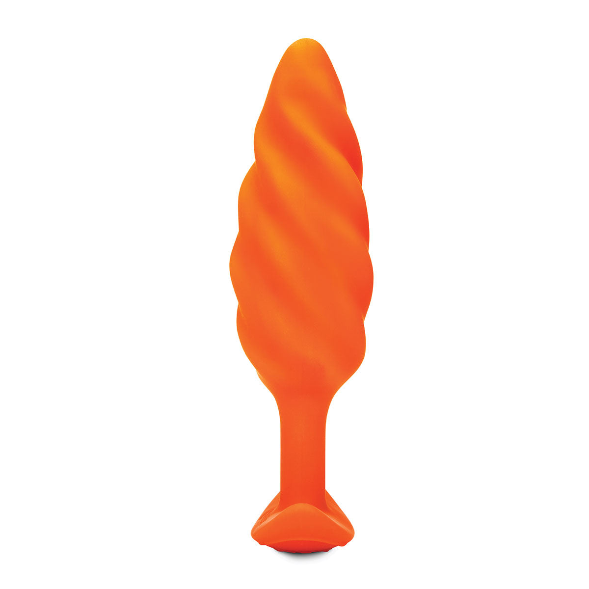 B-Vibe Swirl Texture Plug Orange - Medium on white background. Available at SugarX in Sex Toys in the Butt Plug collection.