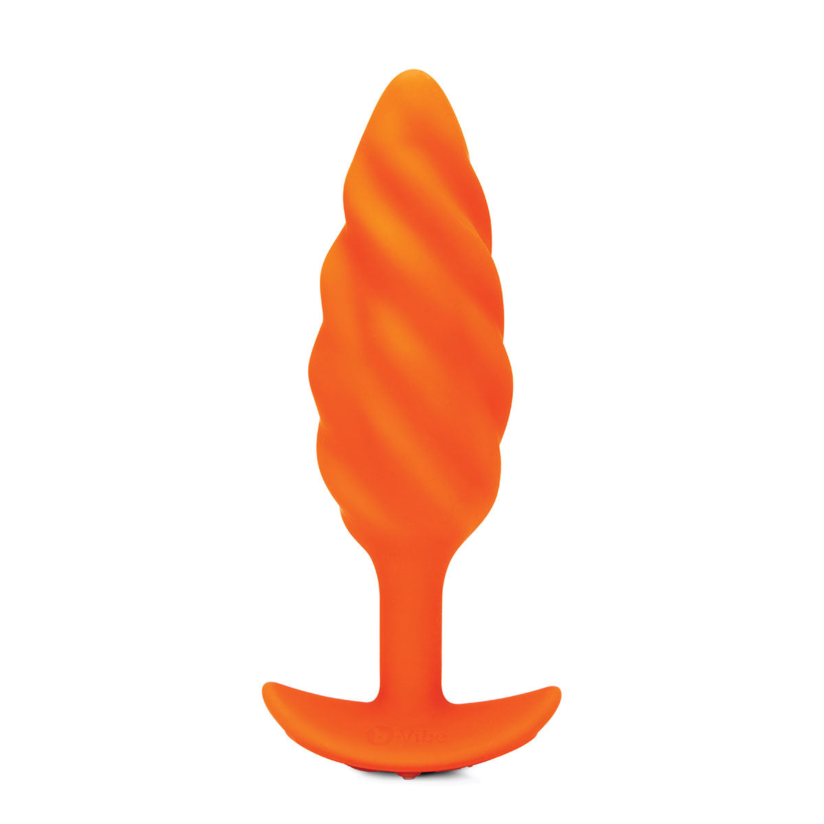 B-Vibe Swirl Texture Plug Orange - Medium on white background. Available at SugarX in Sex Toys in the Butt Plug collection.