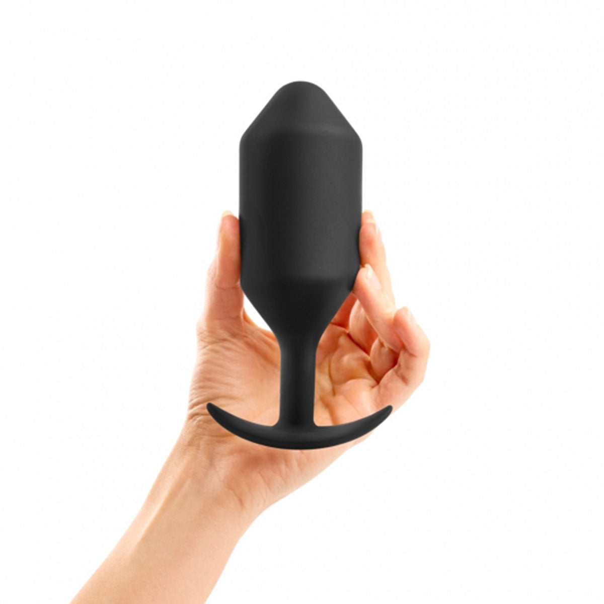 B-Vibe Snug Plug 6 - Black on white background. Available at SugarX in Sex Toys in the Butt Plug collection.