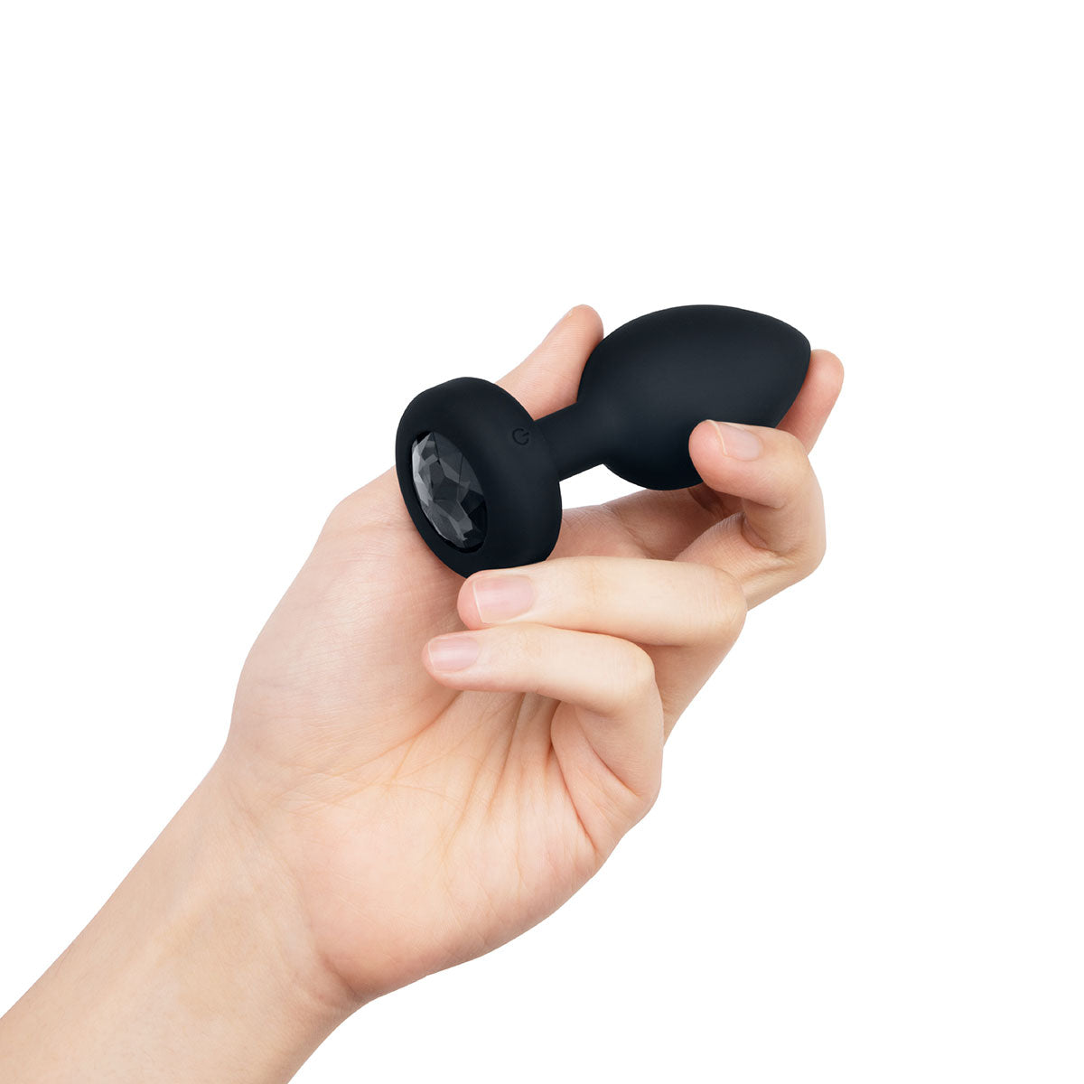 B-Vibe Vibrating Jewel Plug Medium/Large - Black on white background. Available at SugarX in Sex Toys in the Butt Plug collection.