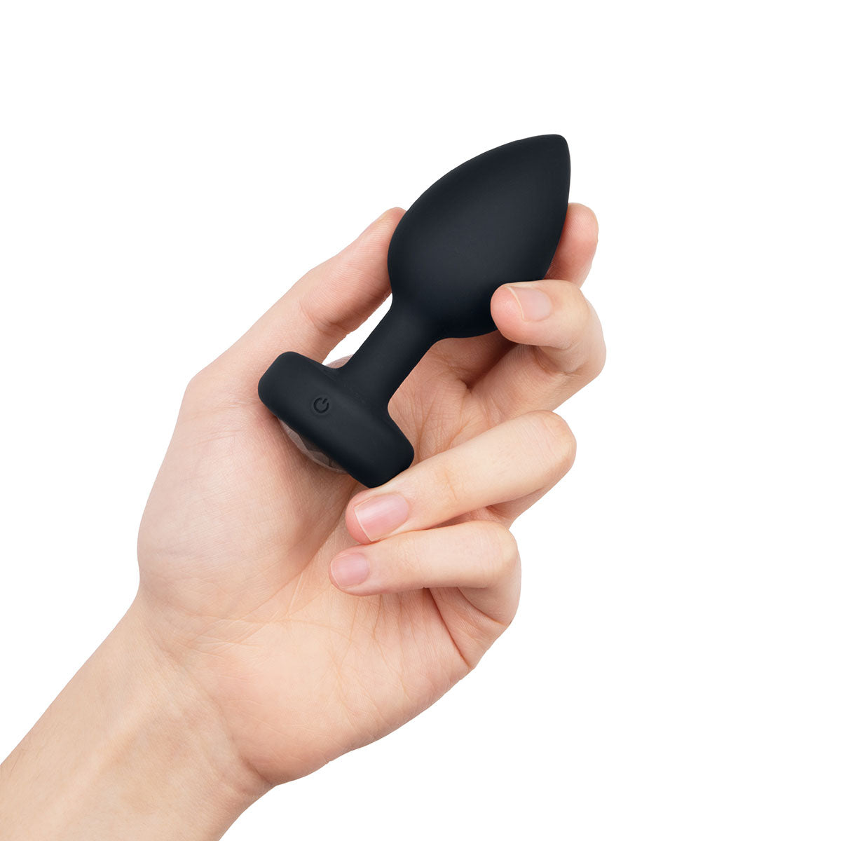B-Vibe Vibrating Jewel Plug Medium/Large - Black on white background. Available at SugarX in Sex Toys in the Butt Plug collection.