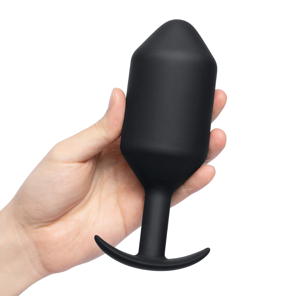 B-Vibe Snug Plug 7 - Black on white background. Available at SugarX in Sex Toys in the Butt Plug collection.