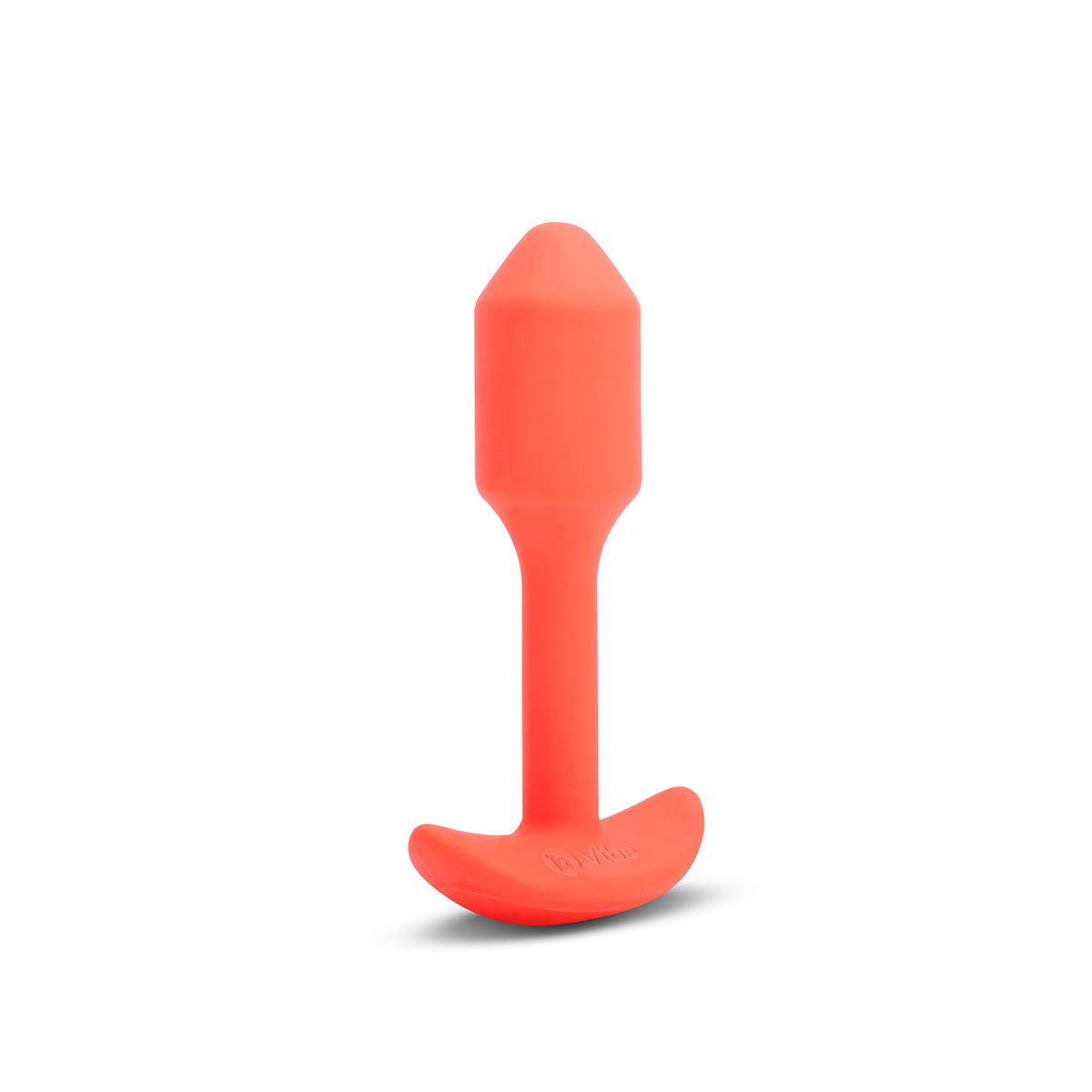 B-Vibe Vibrating Snug Plug 1 - Orange on white background. Available at SugarX in Sex Toys in the Butt Plug collection.