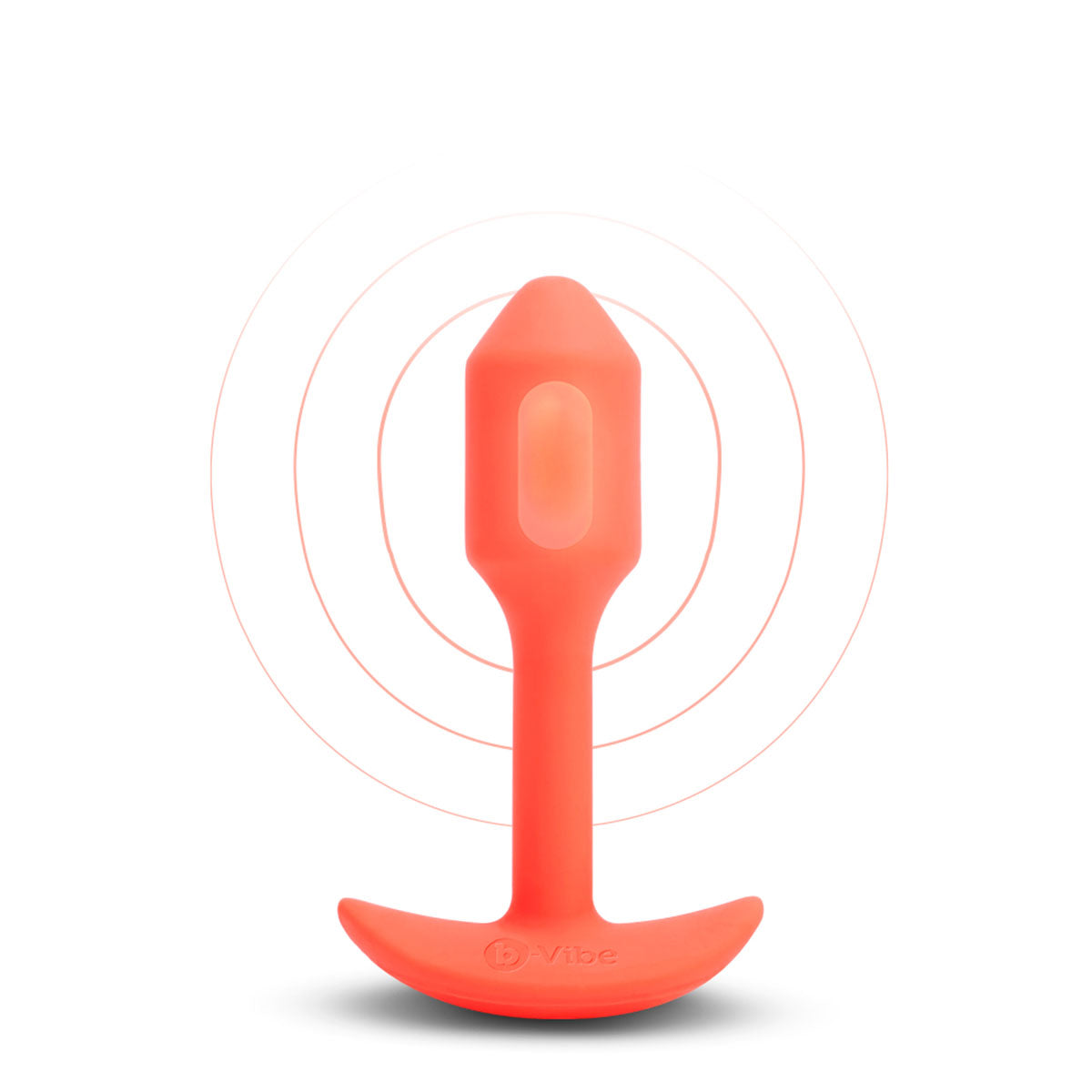 B-Vibe Vibrating Snug Plug 1 - Orange on white background. Available at SugarX in Sex Toys in the Butt Plug collection.