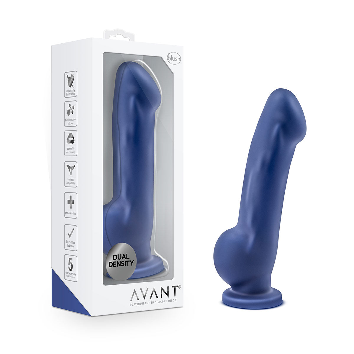 Avant D8 - Ergo Indigo showcasing its design as a dildo with suction cup. Available at SugarX in Sex Toys in the Dildo collection.