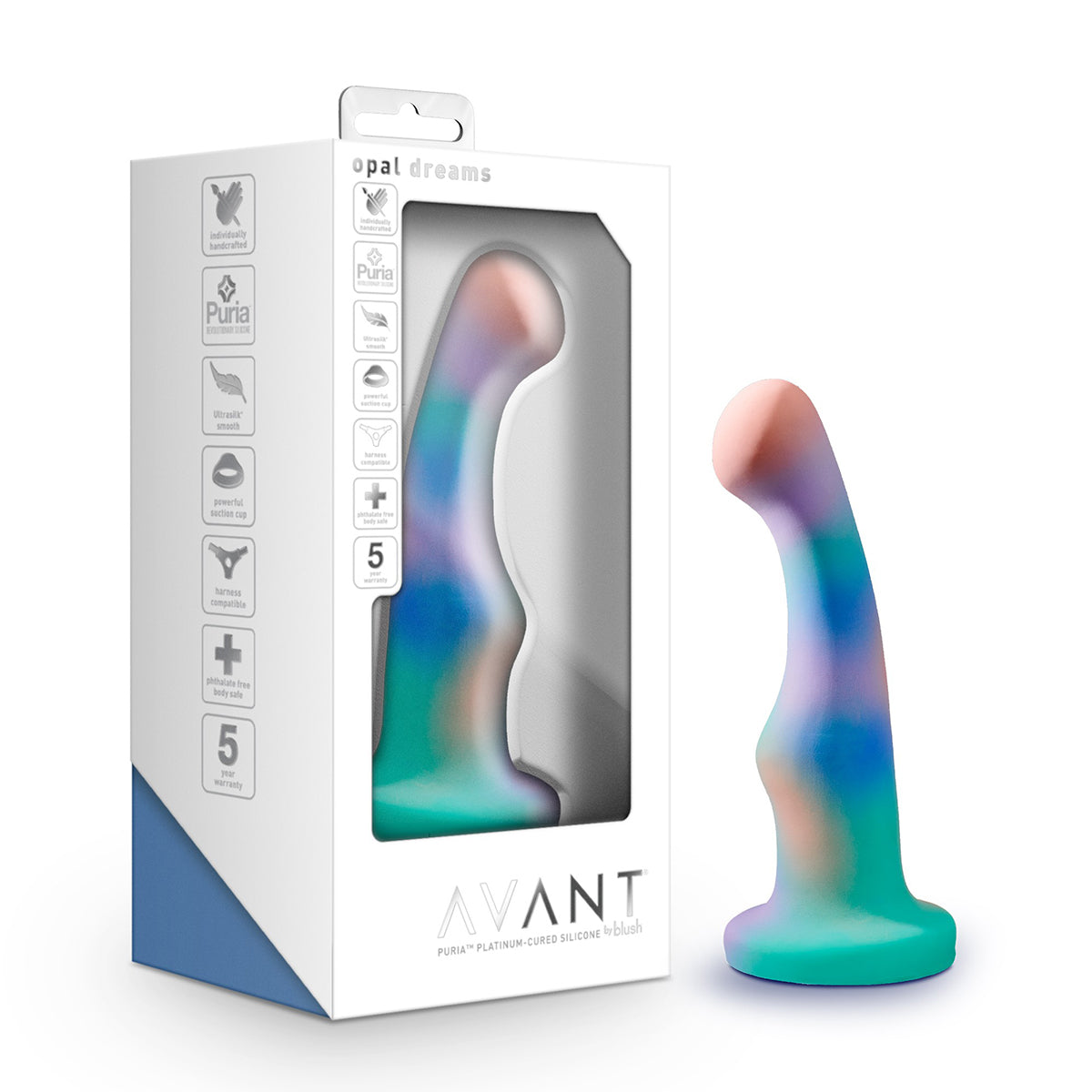Avant Opal Dreams Dil - Aqua showcasing its design as a non-phallic dildo with suction cup. Available at SugarX in Sex Toys in the Dildo collection.