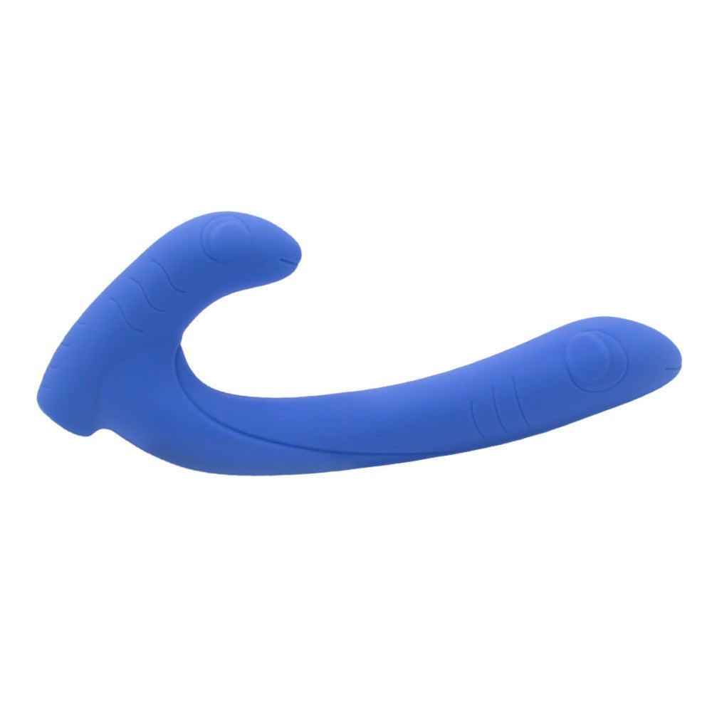 Periwinkle Jix vibrator from Cute Little Fuckers shown on a white background, highlighting its flexible rabbit design.