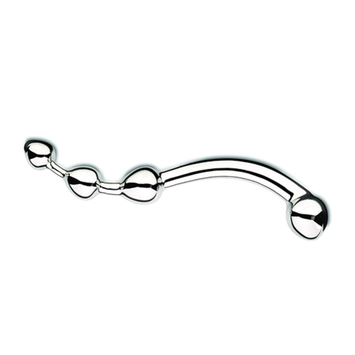 njoy Fun Wand metal dildo photographed to display it's super shiny stainless steel finish at SugarX.