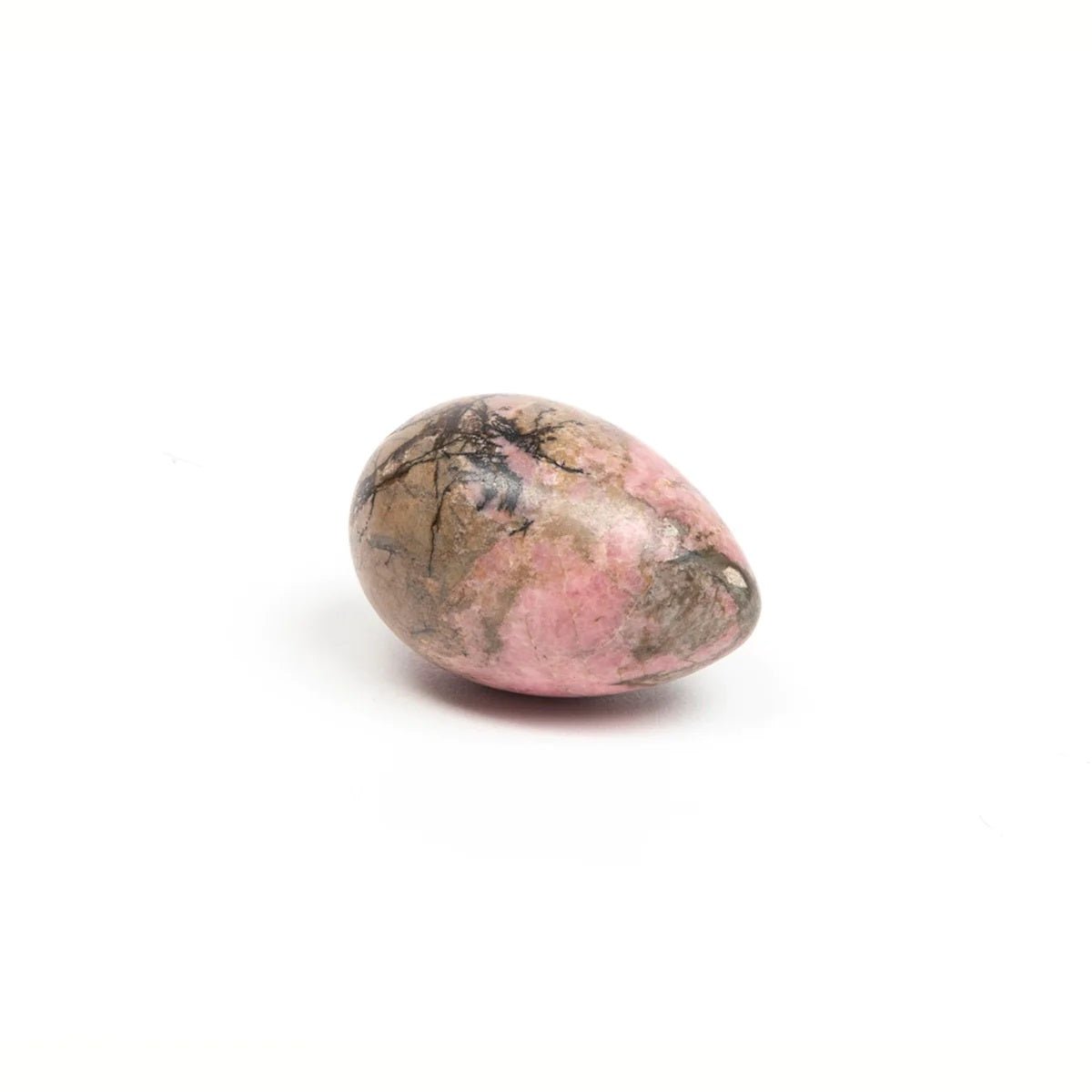 Handcrafted rhodonite yoni egg for heart chakra activation by Chakrubs at SugarX.