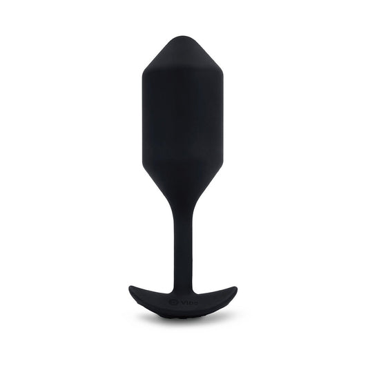 B-Vibe Vibrating Snug Plug 4 - Black on white background. Available at SugarX in Sex Toys in the Butt Plug collection.