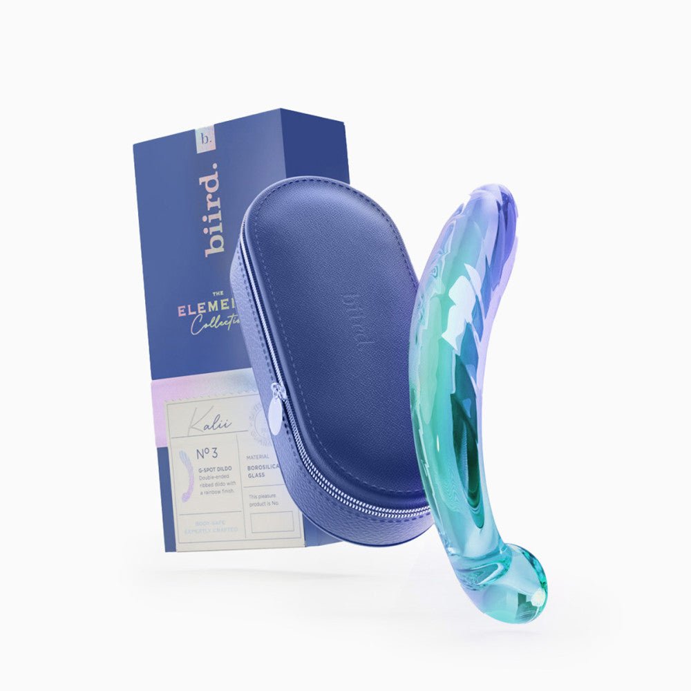 Biird Kalii Glass G-spot Dildo showcasing its design as a non-realistic, non-phallic dildo. Available at SugarX in Sex Toys in the Dildo collection.