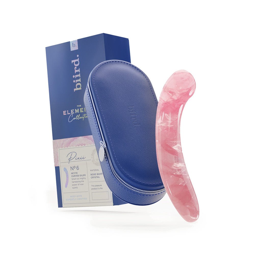 Biird Pixii Rose Quartz Dildo showcasing its design as a non-realistic, non-phallic dildo. Available at SugarX in Sex Toys in the Dildo collection.