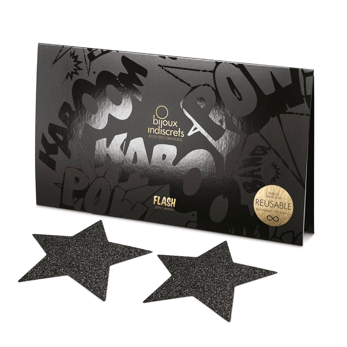 Bijoux Indiscrets Flash Pasties - Black Stars Pasties & Nipple Covers