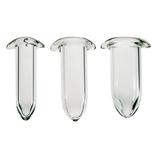 Crystal Delights Glass Dilator Set of 3 on a plain white background showcasing its comfortable design meant to be used for treatment of sexual issues or gender reassignment. Available at SugarX in the Butt Plug section of the Sex Toys collection.